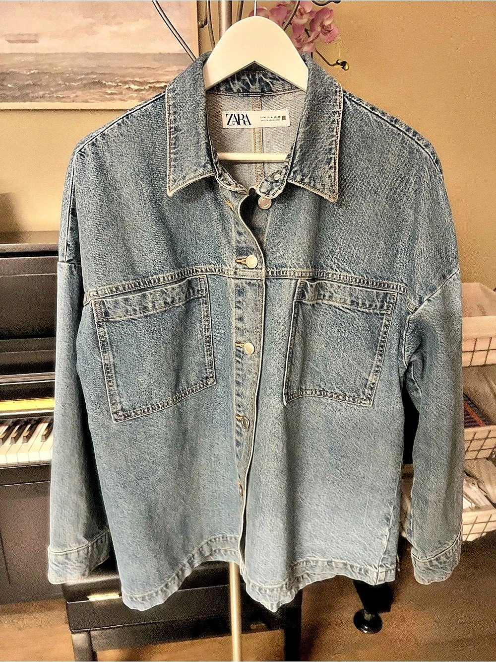 Zara Denim Shirt Jacket in Blue